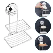Wall-absorbing Soap Box Steel Suction Cup Holder Double Layer Dish