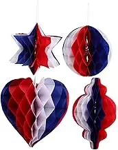 4pcs Independence Day Honeycomb Ball Decorations Red White Blue Patriotic Lanterns for Party Memorial Day Decorations