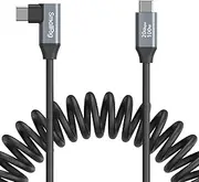 SMALLRIG USB C to USB C Coiled Data Cable (Straight to Angled), 90 Degree USB C Cable 20Gbps High Speed Data Transfer, Support PD 100W Fast Charging, for iPhone, Laptops and Cameras etc. - 4792