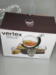 Godinger Vertex Five Piece Crystal Skull Decanter And Glasses Set For Whiskey