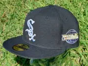 New Era 7 3/4 Chicago White Sox Cap Hat Black White Grey UV 2005 WS Gold Chi MLB