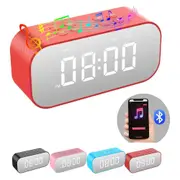 Alarm Clock for Bedroom/Office, Small Digital Clock with Bluetooth Speaker, Desk Clock with Dual Alarm, Snooze, Mirror LED Display (Red)