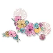 Sizzix Framelits Die Set 6 Pack w/Stamps Ink Blooms, Multicolor