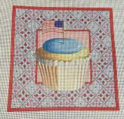 handpainted needlepoint canvas Kirk & Bradley Patriotic Cupcake 13 Mesh