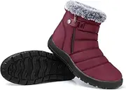 [SHIBEVER] Women Winter Snow Boots: Black Waterproof Walking Booties Non Slip Fur Lined Warm Outdoor Ankle Short Boot