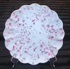 Uniquely Yours Pink White Speckled 4pc Melamine Dinner Plates 10.5" Scallop Edge