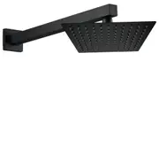 8/10/12" Black Square Rain Shower Head & 400mm Brass Wall Mount Arm Black Set