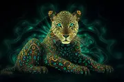 DMT Jaguar, UV tapestry, Blacklight Reactive, Psychedelic Wall Hanging
