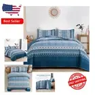 Bohemian Blue Quilt Set King Size - 3 Piece Lightweight Bedding for All Seasons