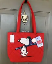 Vera Bradley Peanuts Ski Slope Jump SNOOPY Red SMALL VERA TOTE Purse Bag NWT New