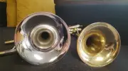 Silver 53/8" Bell Trumpet (w/Bb Pipes) Heavy Cap D2H Mouthpieces