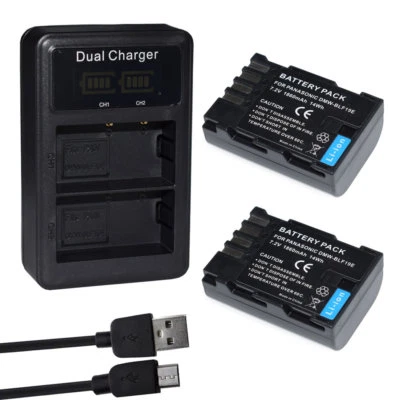7.2V Battery /Dual USB LCD Charger for Panasonic DMW-BLF19 BLF19E & Lumix DC-G9