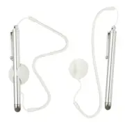 2 Pcs Screen Capacitive Pen with Spring Rope Fixing Dock Silver Tone