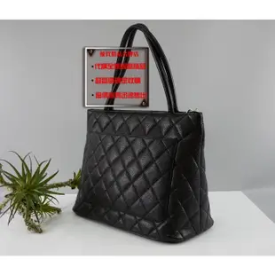 優買二手精品名牌店 Chanel 1804 GST 黑色荔枝皮 銀幣包肩背包手提包托特包購物包 激新