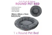 Grey Warm Soft Plush Pet Round Bed Dog Cat Mattress Cushion House Nest Medium