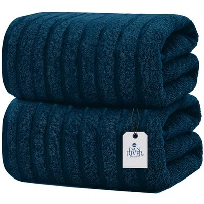 Luxury Jumbo Bath Sheets 2 Piece – 550 GSM (35x70 Inches) 100% Blue Opal