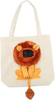VANZACK Cute Lion Shaped Pet Bag Breathable Canvas Sling Carrier for Cats and Dogs Opening Comfortable Travel Bag for Outdoor Adventures