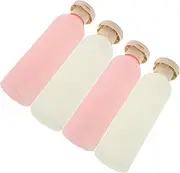 FONDOTIN 4pcs Refillable Travel Shampoo and Conditioner Bottles Empty Pe Liquid Containers with Cap Lightweight and Spillproof Dispensers for Toiletries Wash