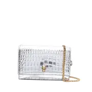 [Alexander Mcqueen] Alexander Mcqueen Skull-embellished Crocodile-effect Bag ONE SIZE SILVER