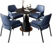 HOLGVE Reception Negotiation Table, Slate countertop Small Conference Table, Cafe Office Kitchen Round Dining Table Set for 4, Furniture Table and Chair Set Save Space Room Club Table