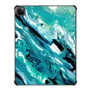 iPad Pro 12.9-inch (5th/6th gen) iPad Impact Case COLOR SPLASH 1 IPAD, TEAL BLUE OCEAN WAVES ABSTRACT BEACH SEA SUMMER TEXTURED PAINTING By Ebi Emporium