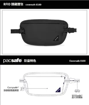 【9折】澳洲Pacsafe Coversafe X｜RFID防盜刷 貼身腰包X100 2色 (9折)