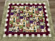 HANDMADE 26 X 30 Wall or Table quilt WINE Bottles Grapes Whites Reds Patchwork