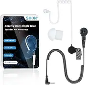SHON 3.5MM Radio Ear Pieces for Law Enforcement，Receiver/Liste Only Surveillance Earpiece with Clear Acoustic Coil Earbud Audio Kit for Two-Way Radios,Transceivers and Radio Speakers (1 Set/Black)