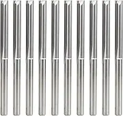 YUENTOEN CNC Router Bit, 10Pcs 1/8 Inch Straight Router Bits Set, 2 Flute Double Edged Tungsten Steel Milling Cutter for PVC, Board, Wood, MDF, Acrylic
