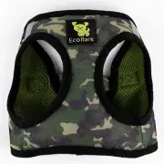 EcoBark Step in Dog Harness Reflective Soft Ultra Padded Mesh Green Camo Sz Med
