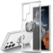 Phone Case for Samsung S23 Ultra, Clear TPU Phone Case with Ring Holder, Car Magnetic Ring Soft Case