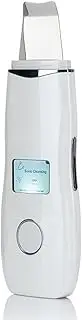 Facial Skin Scrubber, Ultrasonic Skin Scrubber Blackhead Acne Remover Nutrient Infusion Face Scraper Pores Cleaner USB Rechargeable Skin Spatula for Facial Skin White
