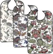 3 Pack Adult Bibs For Eating, Adult Bibs With Crumb Catcher, Washable