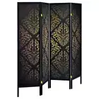 Coaster Damask Pattern Folding Screen Haidera Black 4-Panel Polypropylene Board