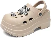 [Hhhchpm] Women's Platform Clogs Slip On Slides Shoes Beach Sandals Gardener Clog Hight Heels Mule Slippers Garden Shoes