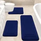 Memory Foam Bathroom Rug Velet Bath Mats Sets 3 Pieces Ultra Soft Non Slip an...