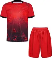 [Yhong] Children Kids 2 Pcs Sports Set Short Sleeve Geometric Print T Shirt & Shorts for Ages 4-16