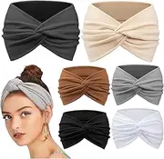 [Jiavlyx] Pack of 6 Yoga Sports Headbands, Women's Headband, Women's Summer Wide Headband, Elastic Headband, Boho Hair Bands, Wide Hair Band, Soft Headband for Running, Cycling, Yoga, Fitness