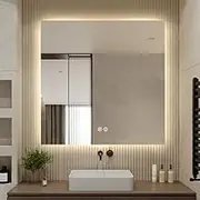 Square Frameless LED Mirror 60 x 60 Backlit Straight Corner