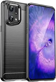 [GTBDEKI] Case for Oppo Find X5 Pro 5G Case, PFEM10 Case, Carbon Fiber Shockproof Slim Silicone Rugged Soft TPU Back Phone Cover for Oppo Find X5 Pro Black