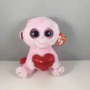 Ty Beanie Boos - GIGI the Valentines Day Monkey (6 Inch) Plush Toy NEW 2024 MWMT