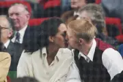 German tennis player Boris Becker kisses his future wife Barbara F- Old Photo