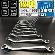 12PC Double Offset Ring Spanner Set Metric Wrench 6-32mm in Canvas Roll DIN 838