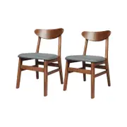 Levede 2x Rubberwood Dining Chairs Walnut