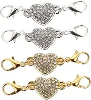 EPIGEIST 4PCS Heart Shaped Rhinestone Jewelry Extender Connectors for DIY Necklace Bracelet Making Chain Extenders for Customizing Jewelry