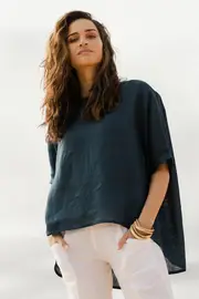 Linen Overlay Blouse--NBIRD-112
