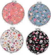 Baluue Travel Toiletries Essential 4 Pack Foldable Makeup Mirror Double-Sided Compact Mirror for Women Stylish Portable Mirror for Occasion Random
