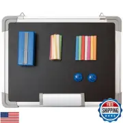 Chalkboard Set - Small Black Board 15 x 12 in with 1 Magnetic Chalk Eraser, 1