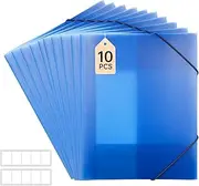 Pack of 10 A4 School Postfolders, Portfolio Folder and Two Stickers, Folder with Rubber, File Folder A4 Polypropylene Material, Robust and Durable, Document Folder A4 for Office and School
