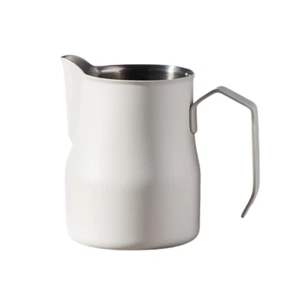 18 Grams Italian White Milk Jug 550ml – Stainless Steel Latte Art Pitcher